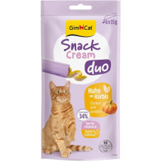 Gardumi kaķiem - GimCat SNACK CREAM DUO CHICKEN & PUMPKIN 6 X 15 G