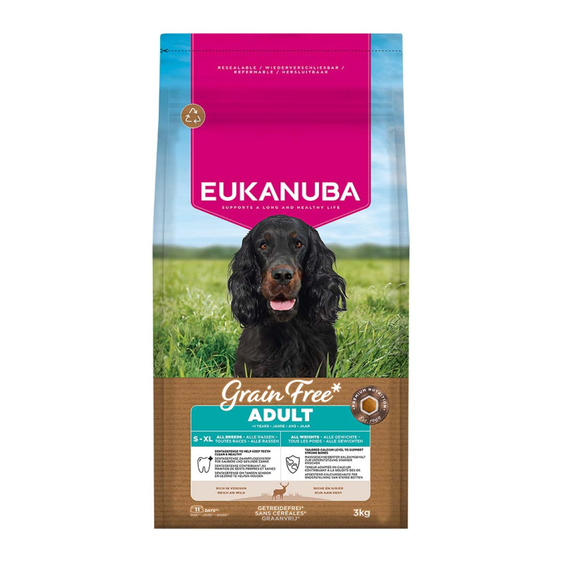 Sausa barība suņiem -  Eukanuba Grain Free Adult All Breed Venison 3 kg