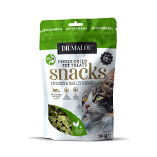 Лакомства для кошек - DR Malou, Cat treats cubes with chicken and GRASS 50g