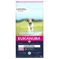 Sausa barība kucēniem - Eukanuba Puppy & Junior, Small & Medium, GRAIN FREE OCEAN FISH 12k