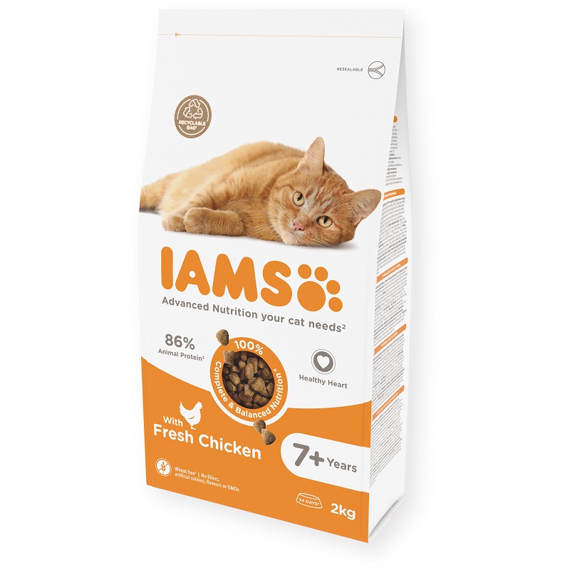 Sausā barība kaķiem - IAMS CAT SENIOR CHICKEN 2KG