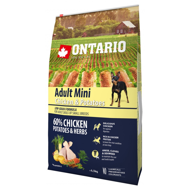 Barība suņiem - ONTARIO Adult Mini Chicken and Potatoes, 6,5 kg