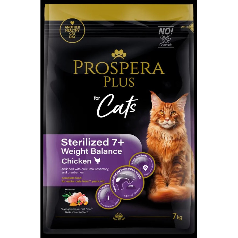Корм для кошек – Prospera Plus Sterilized 7+ Chicken Weight Balance, 7 кг