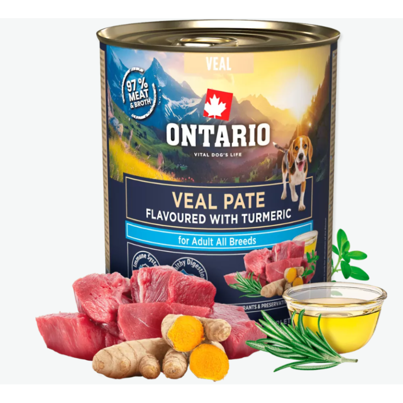 Konservi suņiem – Ontario Veal Pate Flavoured with Turmeric, 800 g