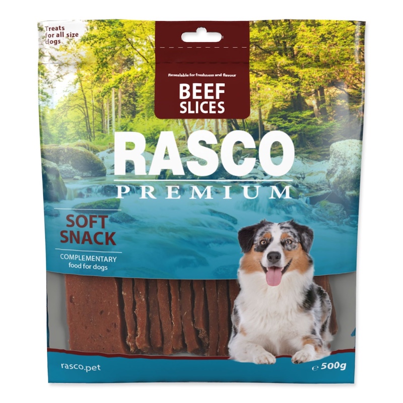 Gardums suņiem - Rasco Premium Snack slices of beef meat 500g