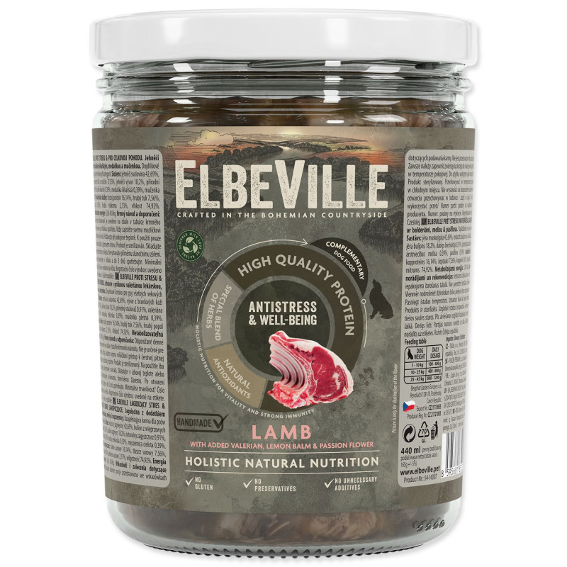 Konservi suņiem – Elbeville Jar Dog Tranquility & Well-being, lamb with added valerian 440
